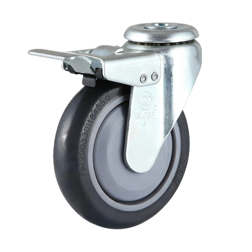 5" x 1" Premium TPR Wheel, Bolt Hole Casters with Metal Total Lock, 154 lbs Load Rating