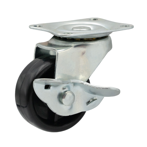 3" x 1" PP Wheel,2.8" x 2.3" Top Plate Swivel Casters with Metal Side Brake, 110 lbs Load Rating