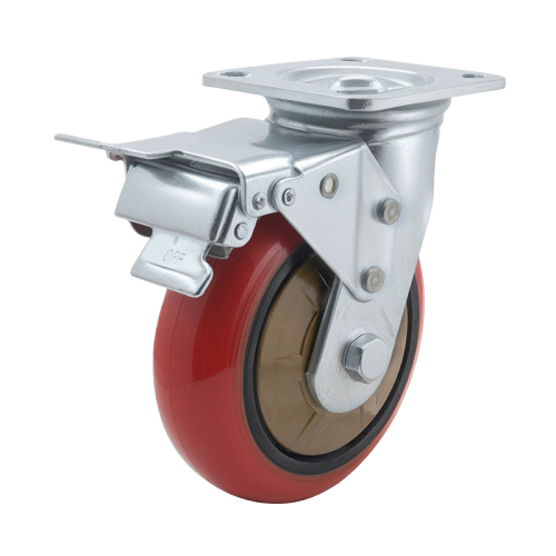 6" x 2" Polyurethane Wheel,4.5" x 4" Top Plate Swivel Casters with Metal Total Lock, 904 lbs Load Rating