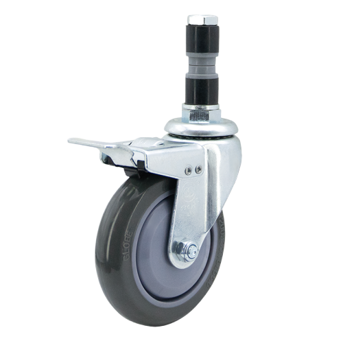 4" x 1" Noise Reducing PU Wheel, Expanding Stem Casters with Metal Total Lock, 132 lbs Load Rating