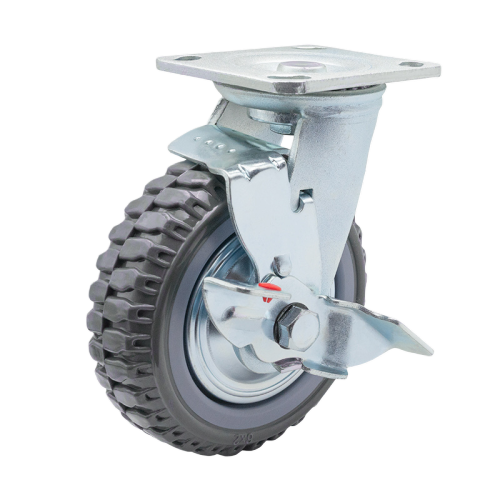 5" x 2" Polyurethane Wheel,4.5" x 4" Top Plate Swivel Casters with Metal Side Brake, 772 lbs Load Rating