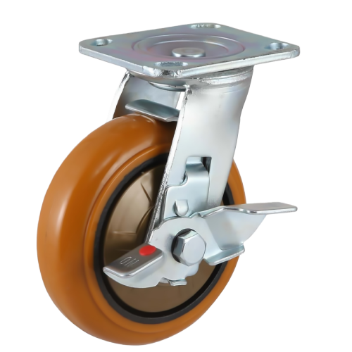 8" x 2" Polyurethane Wheel,4.5" x 4" Top Plate Swivel Casters with Metal Side Brake, 926 lbs Load Rating