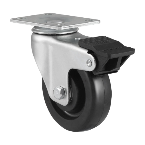 4" x 1.5" Conductive Rubber Wheel,3.7" x 2.6" Top Plate Swivel Casters with Nylon Total Lock, 198 lbs Load Rating