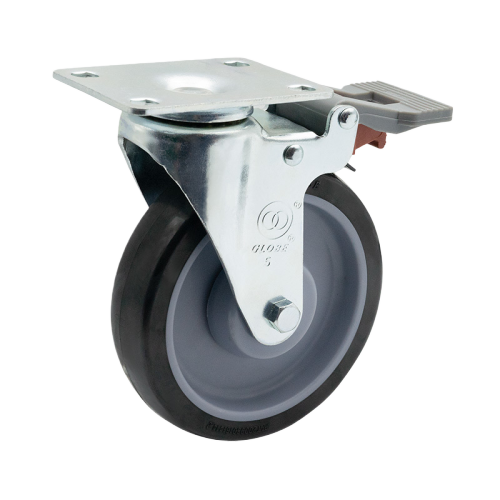 5" x 1" Premium PU Wheel,3.7" x 2.6" Top Plate Swivel Casters with Nylon Total Lock, 220 lbs Load Rating
