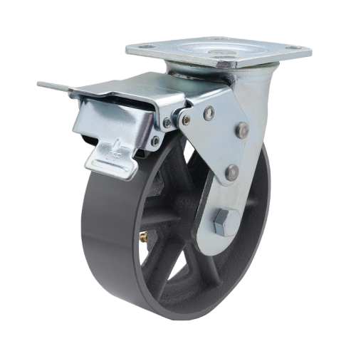 6" x 2" Ductile Iron Wheel,4.5" x 4" Top Plate Swivel Casters with Metal Total Lock, 926 lbs Load Rating