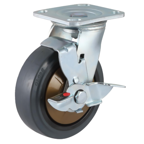 6" x 2" Noise Reducing Rubber Wheel,4.5" x 4" Top Plate Swivel Casters with Metal Side Brake, 772 lbs Load Rating