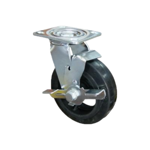 6" x 2" Rubber Wheel,4.5" x 4" Top Plate Swivel Casters with Metal Side Brake, 617 lbs Load Rating