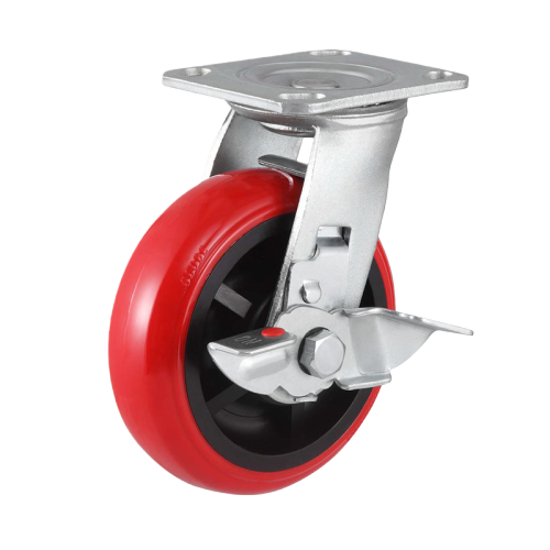 5" x 2" Premium PU Wheel,4.5" x 4" Top Plate Swivel Casters with Metal Side Brake, 551 lbs Load Rating