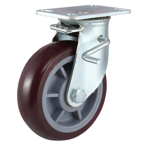 8" x 2.5" Premium PU Wheel,6.6" x 4.7" Top Plate Swivel Casters with Metal Total Lock, 1433 lbs Load Rating