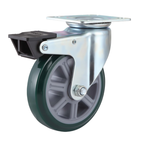 6" x 1.5" Noise Reducing PU Wheel,4.5" x 4" Top Plate Swivel Casters with Nylon Total Lock, 661 lbs Load Rating