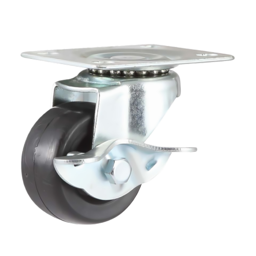 2" x 1" PP Wheel,2.8" x 2.2" Top Plate Swivel Casters with Metal Side Brake, 132 lbs Load Rating