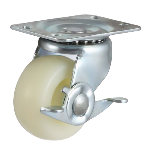 2" x 1" Nylon Wheel,2.6" x 2" Top Plate Swivel Casters with Metal Side Brake, 117 lbs Load Rating