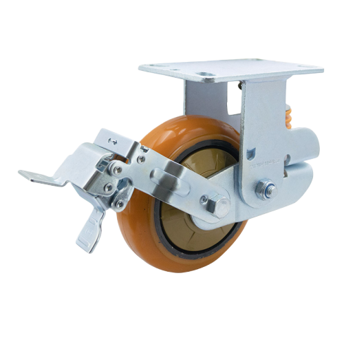 8" x 2" Polyurethane Wheel,6.2" x 4.5" Spring Loaded Casters with Metal Tread Brake, 882 lbs Load Rating