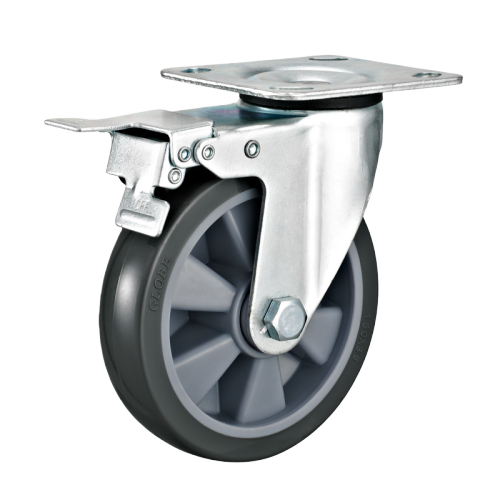 8" x 1.5" Noise Reducing TPR Wheel, Top Plate Swivel Casters with Metal Total Lock, 705 lbs Load Rating