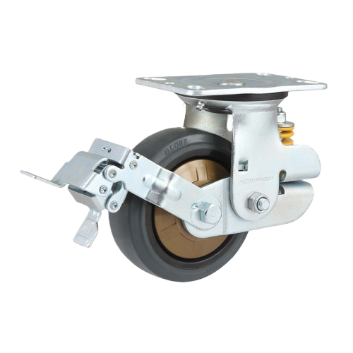 8" x 2" Noise Reducing Rubber Wheel,6.2" x 4.5" Spring Loaded Casters with Metal Tread Brake, 882 lbs Load Rating