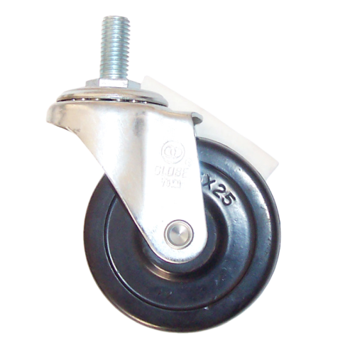 1.5" x 0.5" Rubber Wheel, Threaded Stem Casters, 44 lbs Load Rating