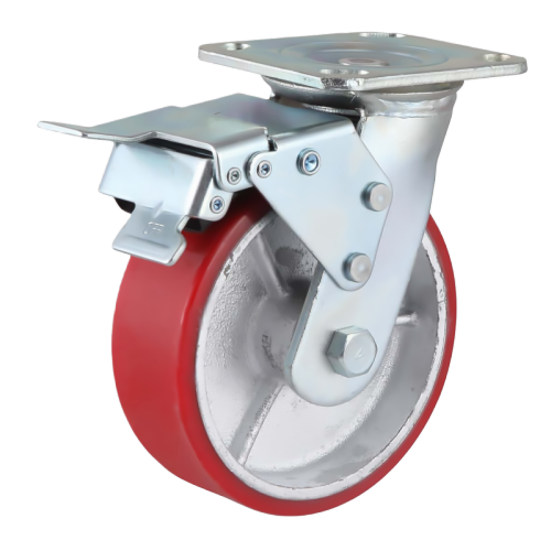 5" x 2" Polyurethane Wheel,4.5" x 4" Top Plate Swivel Casters with Metal Total Lock, 772 lbs Load Rating