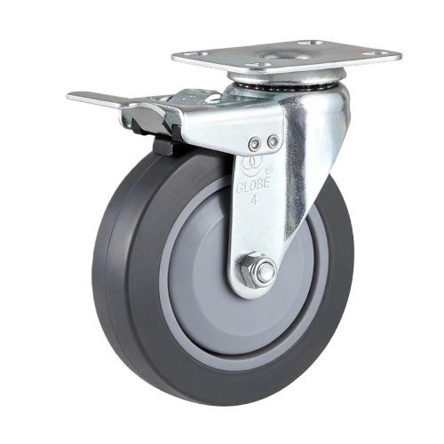 3" x 1" Premium TPR Wheel,3" x 2.4" Top Plate Swivel Casters with Metal Total Lock, 110 lbs Load Rating
