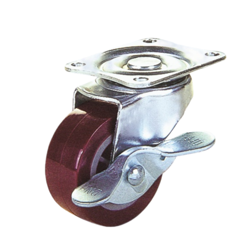 2" x 1" Premium PU Wheel,2.3" x 2" Top Plate Swivel Casters with Metal Side Brake, 66 lbs Load Rating