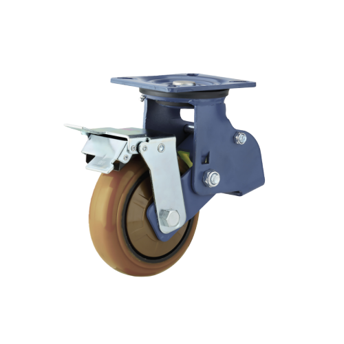 8" x 2" Polyurethane Wheel,5.5" x 4.3" Spring Loaded Casters with Metal Tread Brake, 882 lbs Load Rating