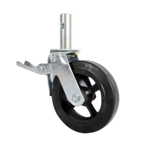 6" x 2" Rubber Wheel, Stem Mount Casters with Metal Total Lock, 628 lbs Load Rating