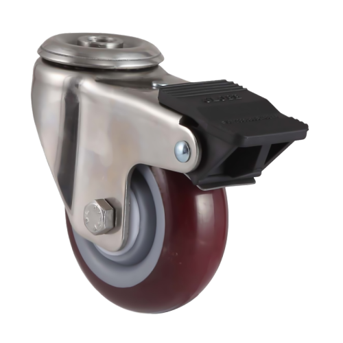 1.5" x 1" Premium PU Wheel, Bolt Hole Casters with Nylon Total Lock, 110 lbs Load Rating