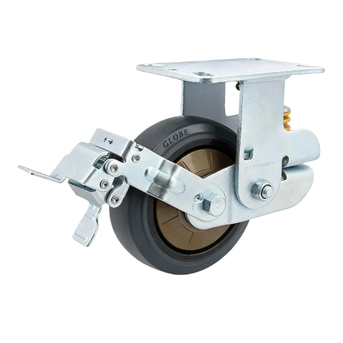 6" x 2" Noise Reducing Rubber Wheel,6.2" x 4.5" Spring Loaded Casters with Metal Tread Brake, 772 lbs Load Rating