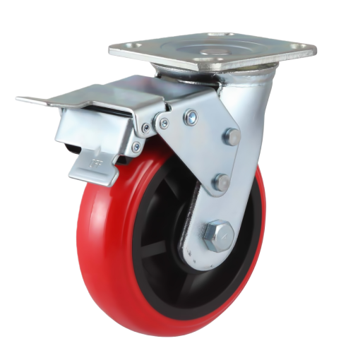 5" x 2" Premium PU Wheel,4.5" x 4" Top Plate Swivel Casters with Metal Total Lock, 551 lbs Load Rating