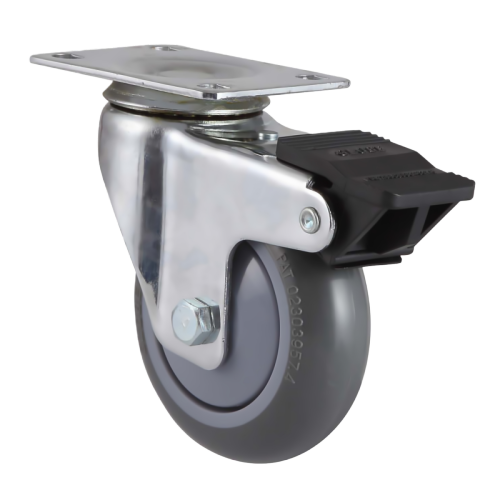 3.5" x 1.5" Noise Reducing PU Wheel,3.7" x 2.6" Top Plate Swivel Casters with Nylon Total Lock, 243 lbs Load Rating