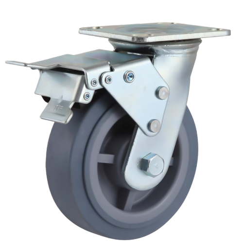 5" x 2" Premium TPR Wheel,4.5" x 4" Top Plate Swivel Casters with Metal Total Lock, 397 lbs Load Rating