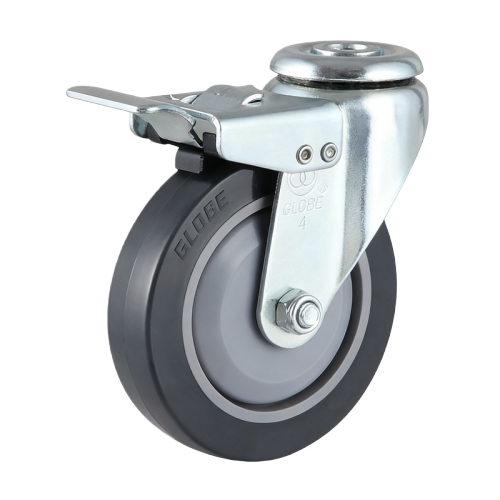 4" x 1" Premium TPR Wheel, Bolt Hole Casters with Metal Total Lock, 132 lbs Load Rating