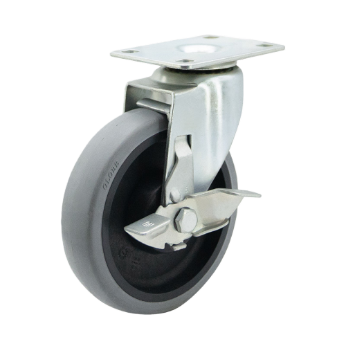 3" x 1" Conductive TPR Wheel,3.7" x 2.6" Top Plate Swivel Casters with Metal Side Brake, 132 lbs Load Rating