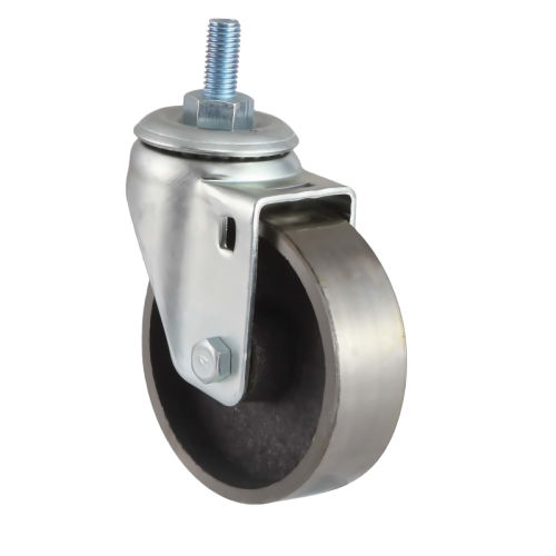 4" x 1.5" Ductile Iron Wheel, Threaded Stem Casters, 287 lbs Load Rating