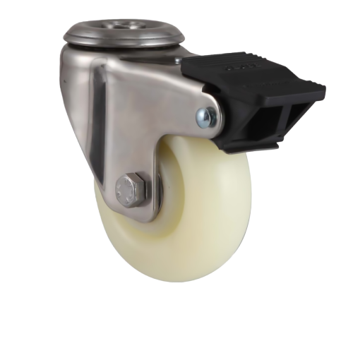 3.5" x 1.5" Nylon Wheel, Bolt Hole Casters with Nylon Total Lock, 243 lbs Load Rating