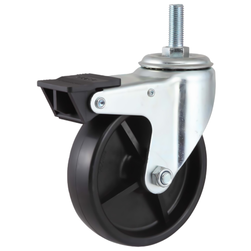 8" x 2" Phenolic Wheel, Threaded Stem Casters with Nylon Total Lock, 772 lbs Load Rating
