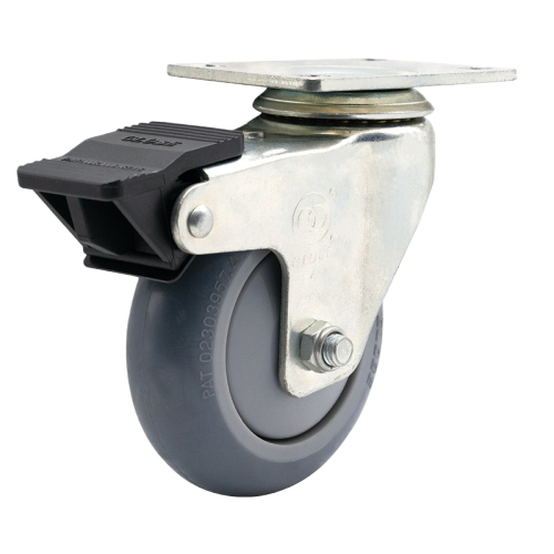 3.5" x 1.5" Premium TPR Wheel,3.7" x 2.6" Top Plate Swivel Casters with Nylon Total Lock, 187 lbs Load Rating