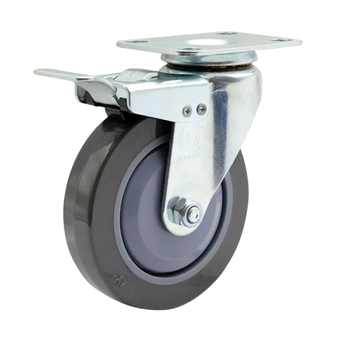 5" x 1" Noise Reducing PU Wheel,3" x 2.4" Top Plate Swivel Casters with Metal Total Lock, 154 lbs Load Rating
