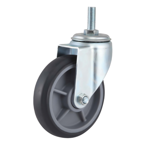 8" x 2" Premium TPR Wheel, Threaded Stem Casters, 485 lbs Load Rating