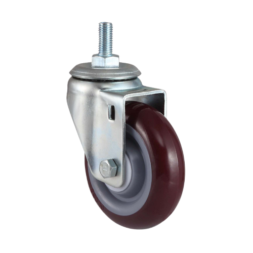 2" x 1" Premium PU Wheel, Threaded Stem Casters, 132 lbs Load Rating