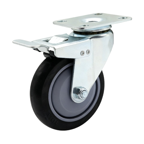 5" x 1" Premium PU Wheel,3" x 2.4" Top Plate Swivel Casters with Metal Total Lock, 154 lbs Load Rating