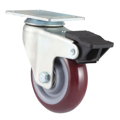 1.5" x 1" Premium PU Wheel,2.6" x 2" Top Plate Swivel Casters with Nylon Total Lock, 110 lbs Load Rating