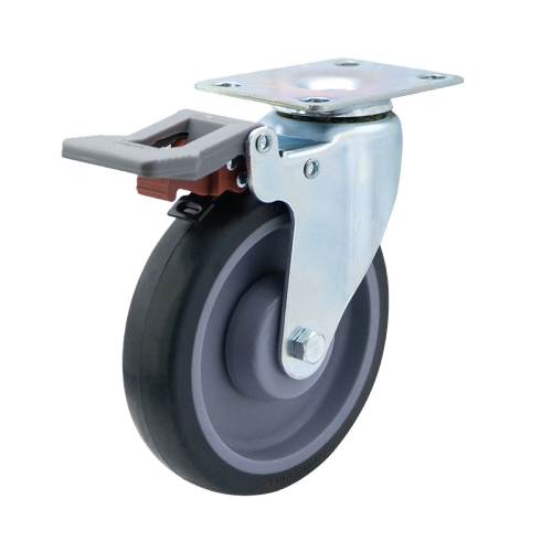 3" x 1" Premium TPR Wheel,3.7" x 2.6" Top Plate Swivel Casters with Nylon Total Lock, 132 lbs Load Rating