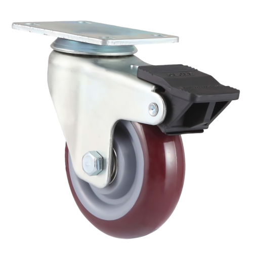 3.5" x 1.5" Premium PU Wheel,3.7" x 2.6" Top Plate Swivel Casters with Nylon Total Lock, 243 lbs Load Rating