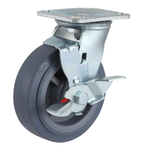 8" x 2" Premium TPR Wheel,4.5" x 4" Top Plate Swivel Casters with Metal Side Brake, 683 lbs Load Rating