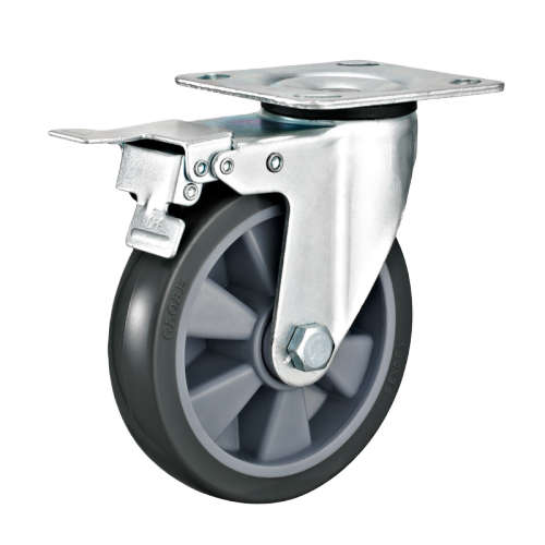 5" x 1.5" Noise Reducing TPR Wheel,4.5" x 4" Top Plate Swivel Casters with Metal Total Lock, 507 lbs Load Rating