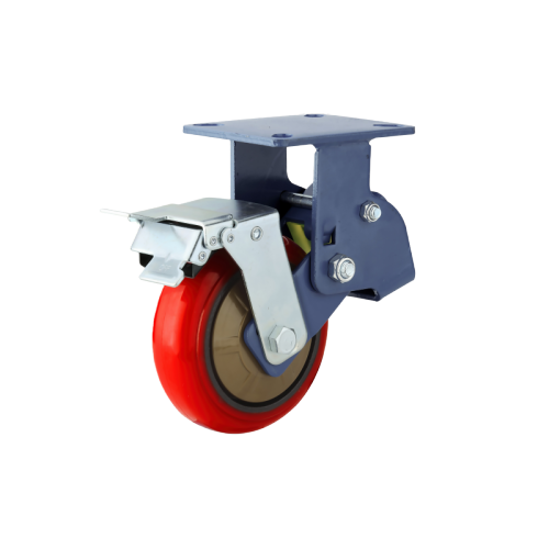 8" x 2" Polyurethane Wheel,5.5" x 4.3" Spring Loaded Casters with Metal Tread Brake, 882 lbs Load Rating