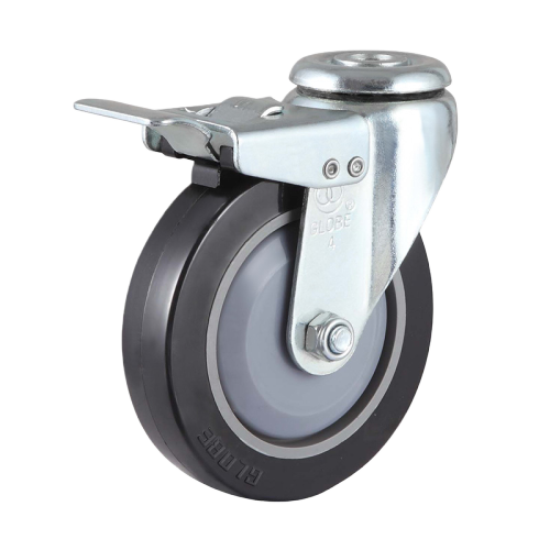 4" x 1" Premium PU Wheel, Bolt Hole Casters with Metal Total Lock, 132 lbs Load Rating