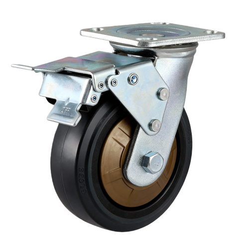 4" x 2" Premium Rubber Wheel,4.5" x 4" Top Plate Swivel Casters with Metal Total Lock, 551 lbs Load Rating