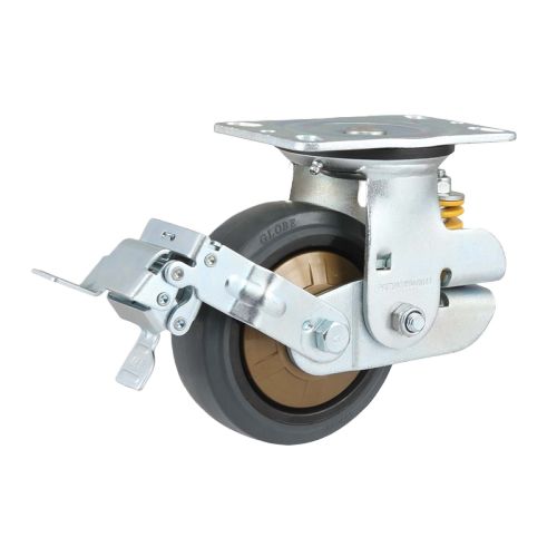 5" x 2" Noise Reducing Rubber Wheel,6.2" x 4.5" Spring Loaded Casters with Metal Tread Brake, 661 lbs Load Rating