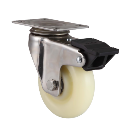 3.5" x 1.5" Nylon Wheel,3.7" x 2.6" Top Plate Swivel Casters with Nylon Total Lock, 243 lbs Load Rating